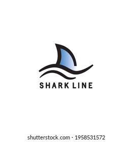 shark fin logo outline design template vector illustration