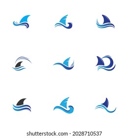 Shark fin logo set template vector icon illustration design