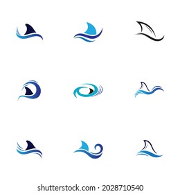 Diseño de ilustración de icono del vector de conjunto de logotipos de aletas de tiburón