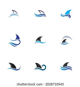 Diseño de ilustración de icono del vector de conjunto de logotipos de aletas de tiburón