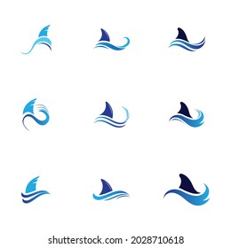 Shark fin logo set template vector icon illustration design