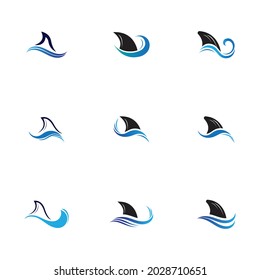 Diseño de ilustración de icono del vector de conjunto de logotipos de aletas de tiburón