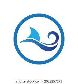 Shark fin logo template vector icon illustration design