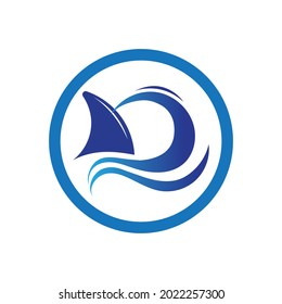 Shark fin logo template vector icon illustration design