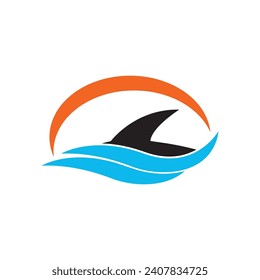 Shark fin logo template vector icon illustration design