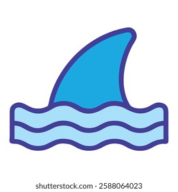 Shark fin marine life icon illustration