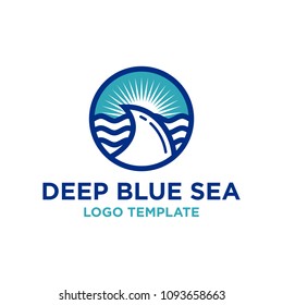 Shark Fin Nautical Ocean Vector Logo Template