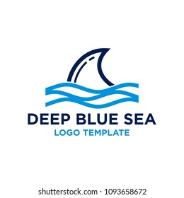 Shark Fin Nautical Ocean Vector Logo Template