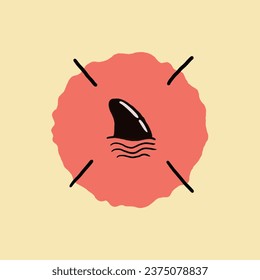 Shark fin in red background