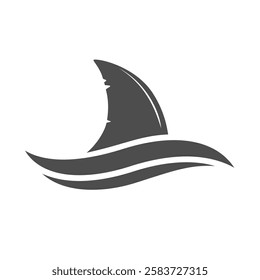 Shark fin and sea waves graphic icon. Shark sign isolated on white background. Vector illustration