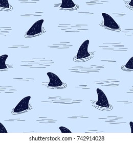Shark Fin Seamless Pattern.