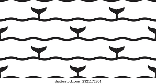 shark fin seamless pattern dolphin tail whale wave ocean vector fish tile background repeat wallpaper animal cartoon illustration sea ocean doodle design scarf isolated