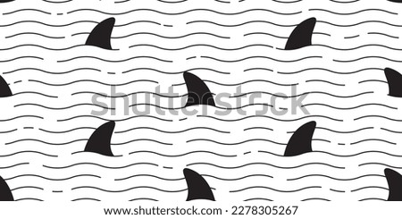 shark fin seamless pattern dolphin wave sea ocean vector fish whale gift wrapping paper doodle scarf isolated repeat wallpaper tile background animal cartoon illustration design