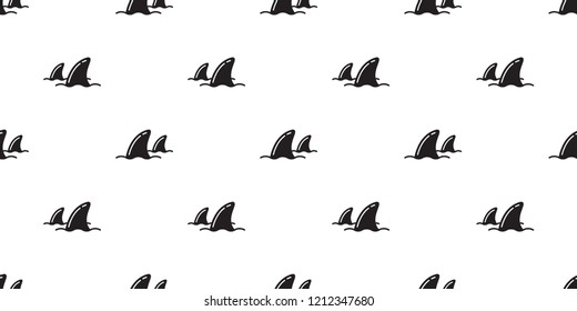 Shark fin seamless pattern vector dolphin ocean beach scarf isolated repeat wallpaper tile background