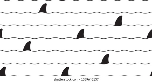 Shark fin Seamless pattern vector dolphin whale fish scarf isolated whale ocean sea repeat wallpaper tile background cartoon doodle illustration