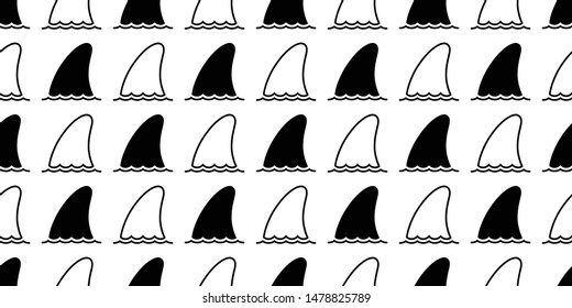 shark fin seamless pattern vector dolphin fish whale scarf isolated repeat wallpaper tile background animal cartoon illustration ocean sea design