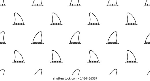shark fin seamless pattern vector dolphin fish whale scarf isolated repeat wallpaper tile background animal cartoon illustration ocean sea doodle white design