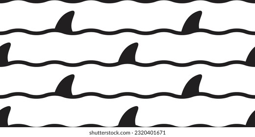 shark fin seamless pattern wave ocean vector dolphin fish whale tile background repeat wallpaper animal cartoon illustration sea ocean doodle design scarf isolated