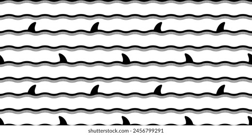 shark fin seamless pattern wave fish cartoon