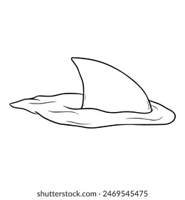 Shark fin Swimming illustration outline isolated vector