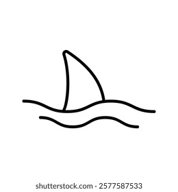 Shark fin symbol vector illustration isolated on white background icon . vector illustration, pictogram isolated on white background. color editable