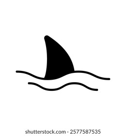 Shark fin symbol vector illustration isolated on white background icon . vector illustration, pictogram isolated on white background. color editable