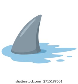 Barbatana de tubarão sob água plana cor vetor ilustração modelo design