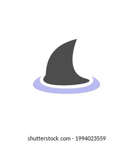 Shark fin vector appearing on the water surface