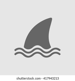 Shark Fin Vector Icon. Shark Danger Simple Isolated Symbol. Marine Logo.