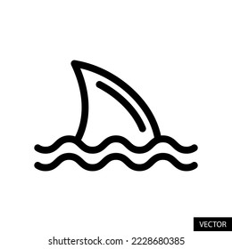 Shark fin vector icon in line style design for website, app, UI, isolated on white background. Editable stroke. EPS 10 vector illustration.