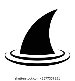 Shark fin vector icon. Marine predator symbol. Ocean animal illustration. Black silhouette isolated on white background.