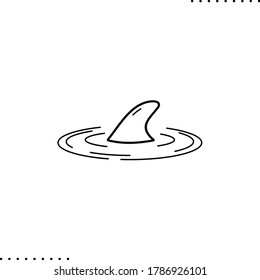 Icono del vector de aleta de tiburón en contornos