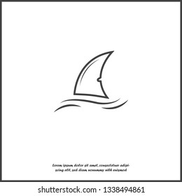Shark fin vector icon. Fin in the water  on white isolated background. Layers grouped for easy editing illustration. For your design