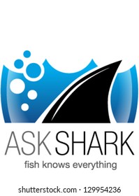 Shark fin in water. Logo, symbol, sign