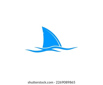 Shark fin, wave blue icon. Vector illustration.