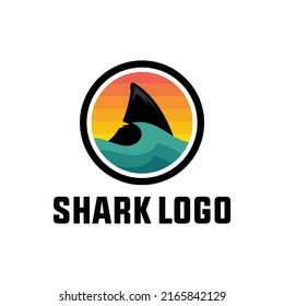 shark fin wave in circle round frame