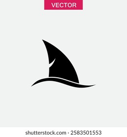 Shark fin, wave icon.vector flat black simple trendy style illustration for web and app..eps