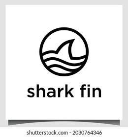 shark fin with wave logo design illustration