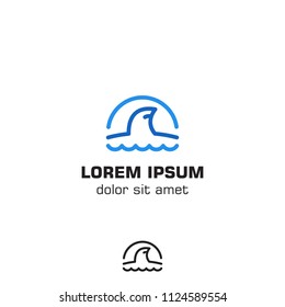 Shark fin wave logo icon