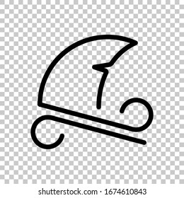Shark fin with wave, outline logo. Black symbol on transparent background