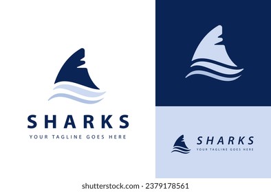 Shark Fin with Wave Water Abstract Symbol Vintage design illustration