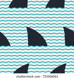 Shark fins seamless pattern. Vector background.