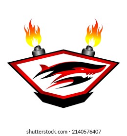 Shark With Fire Exhaust Vector Design