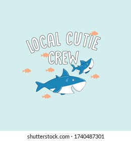 shark fish animal underwater ocean text line tee illustration art vector