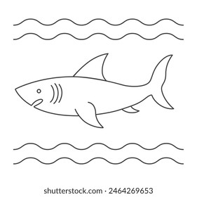 Shark fish animan in sea waves logo icon