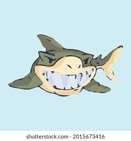 arte vectorial de dibujos animados de peces tiburones