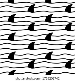 shark fish fins seamless pattern 