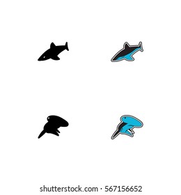 Shark Fish Icon Logo Vector Set Element