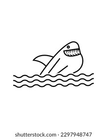 Haifischsymbol, Vektorsymbol der besten Linie.
