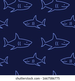 Shark fish icons pattern. Sharks seamless background. Seamless pattern vector illustration